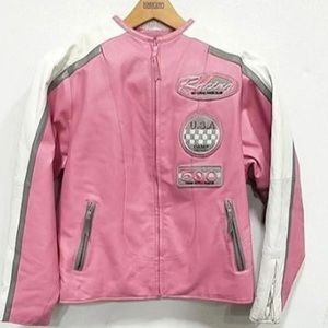 Leather Pink Racing Jacket 16/18